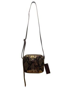 Elliott Lucca Women’s Gold & Brown Metallic Snake Print Sequin Crossbody Bag